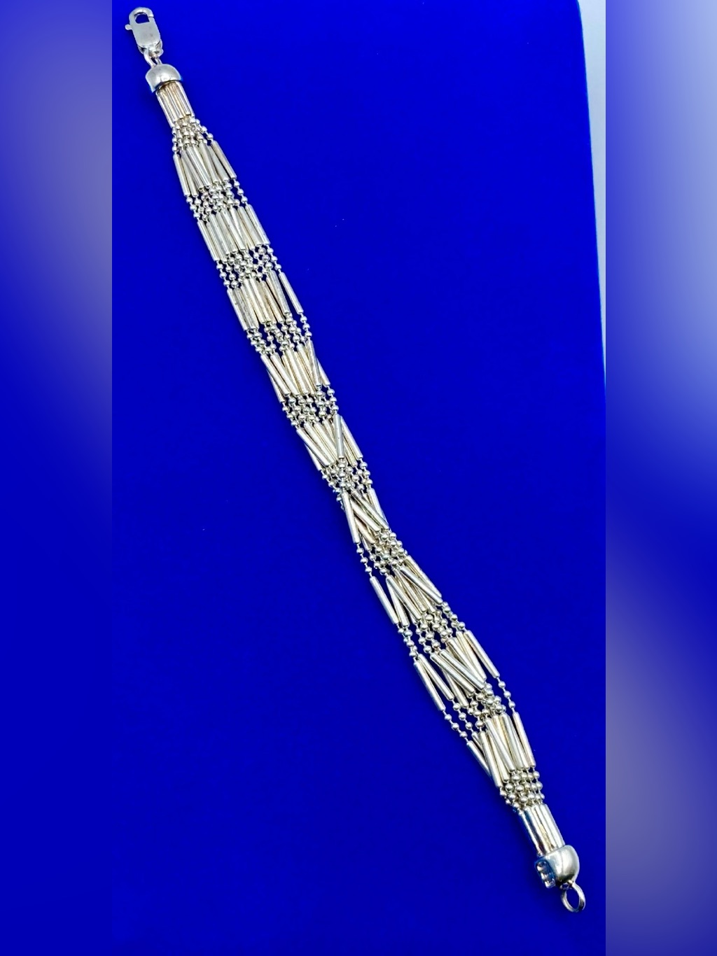 Milor Italy Sterling Silver Multi-Strand Bar & Ball Style Bracelet